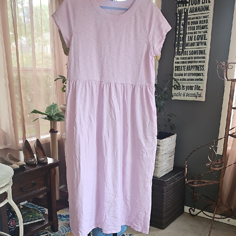 Two Universal Thread Sundresses with Raglan Cap Sleeves - Pink And Green